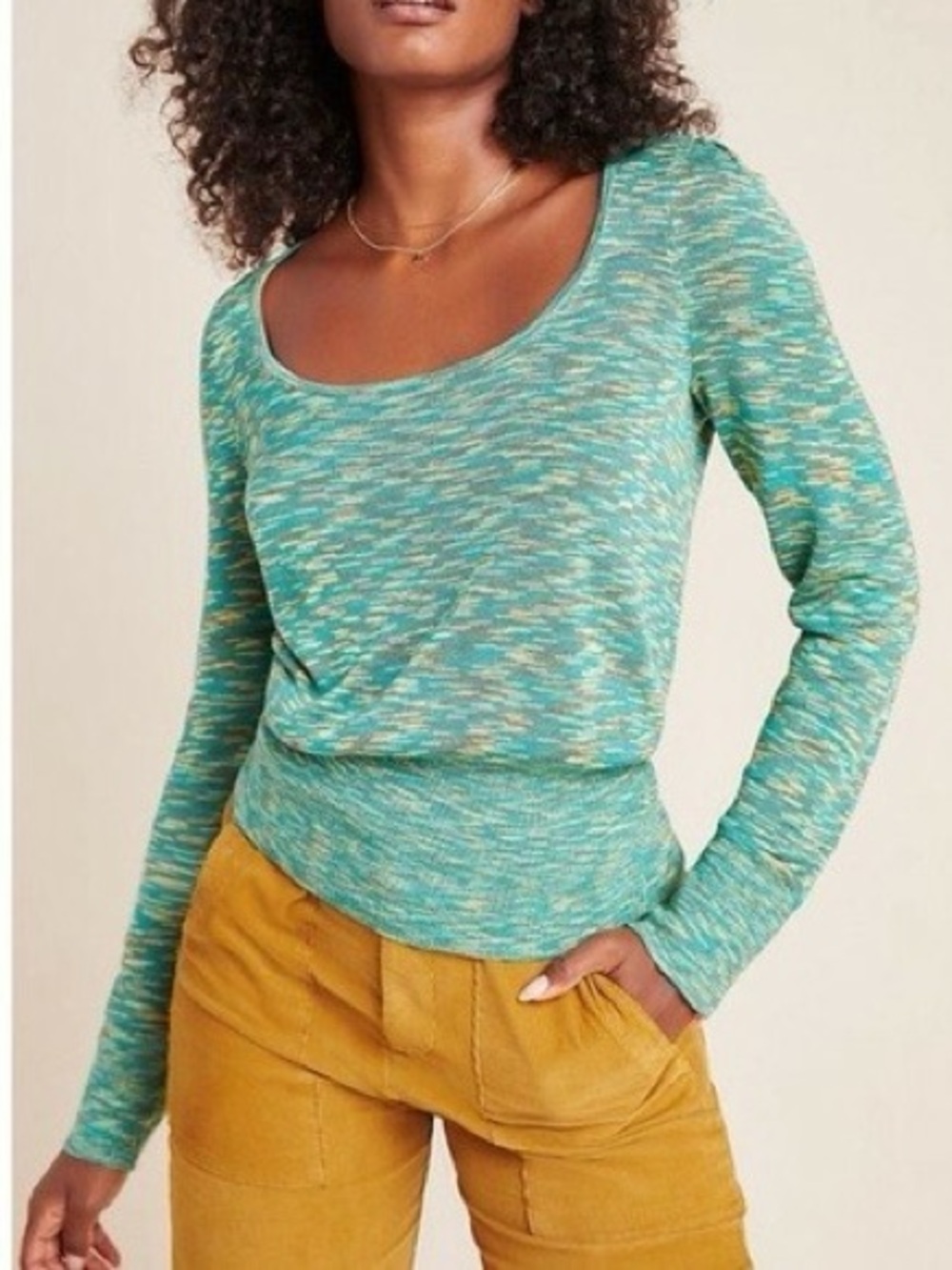 Anthropologie - Kendra Green Space Dye Long Sleeve Knit Top
